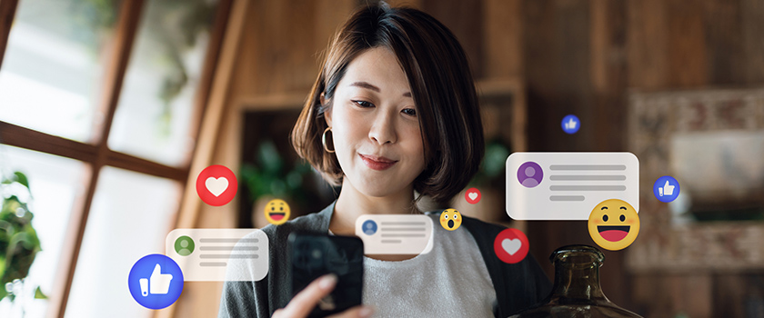 Social media feed on a phone