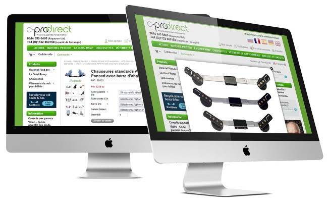 French-language website shown across devices