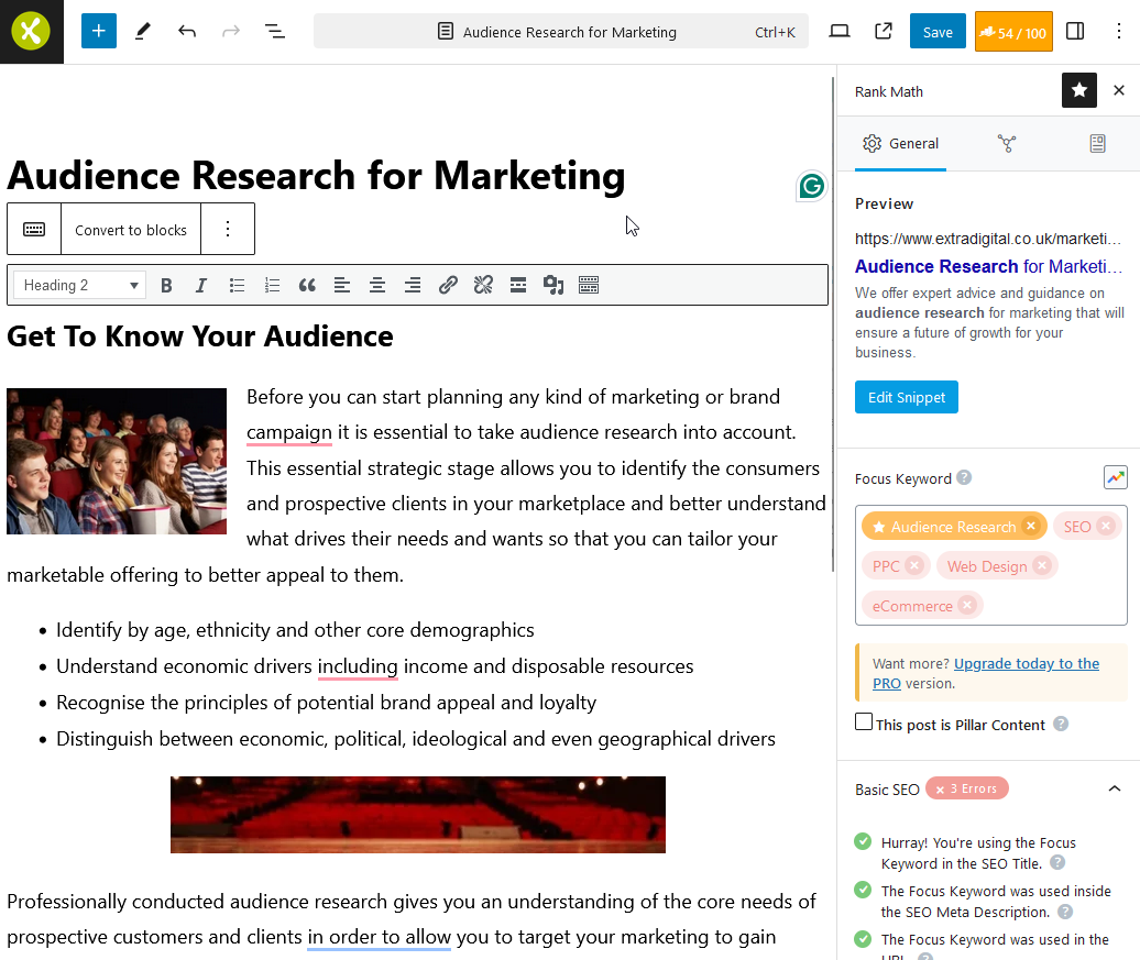 screenshot of wp editor