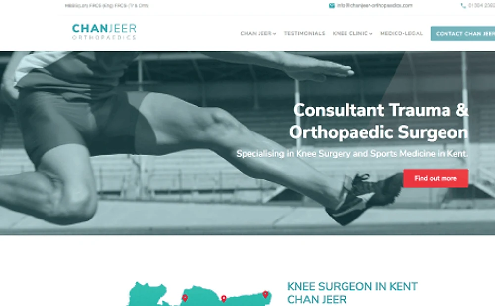 Chan Jeer Orthopaedics website on desktop