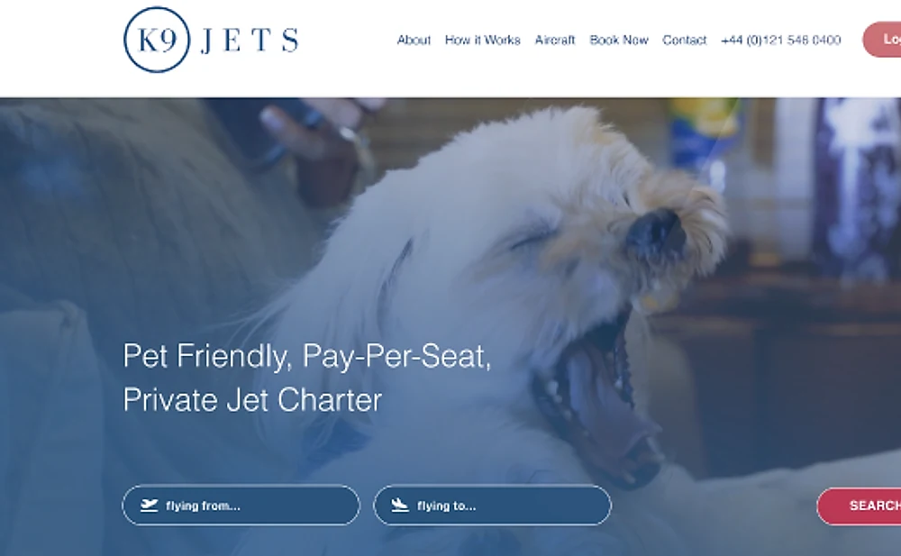 K9 JETS website on desktop