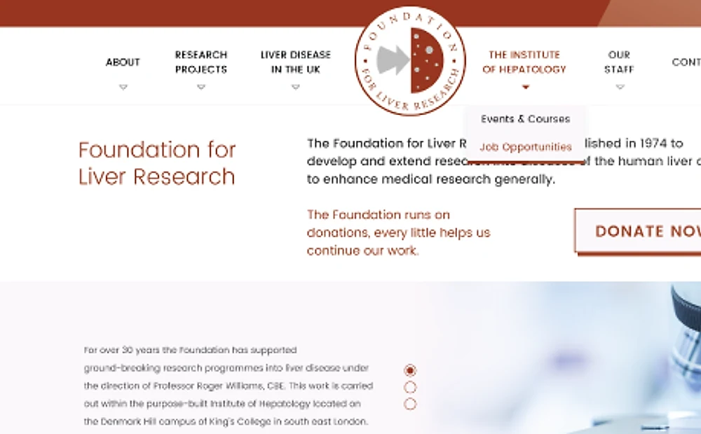 The Foundation for Liver Research website by ExtraDigital