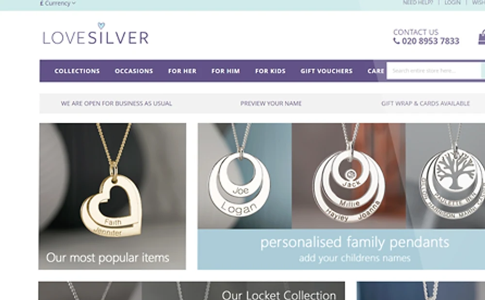 Love Silver website by ExtraDigital