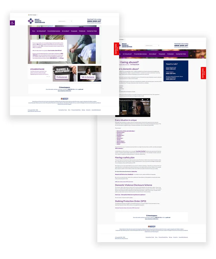 Bexley Domestic Abuse Services website, full length