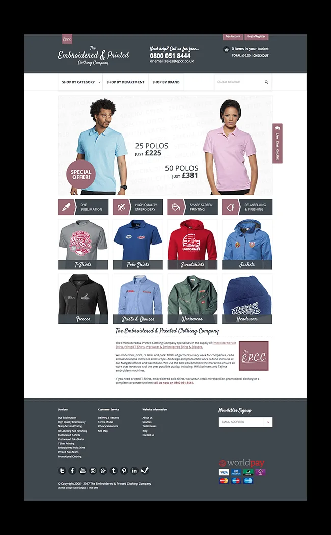 Embroidered & Printed Clothing Company store, full length
