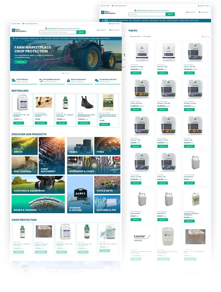 Farm Marketplace website, full length