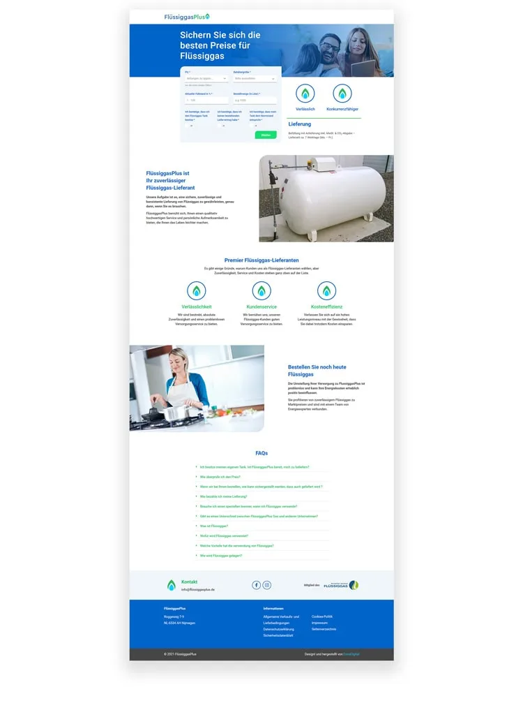 FlüssiggasPlus website, full length