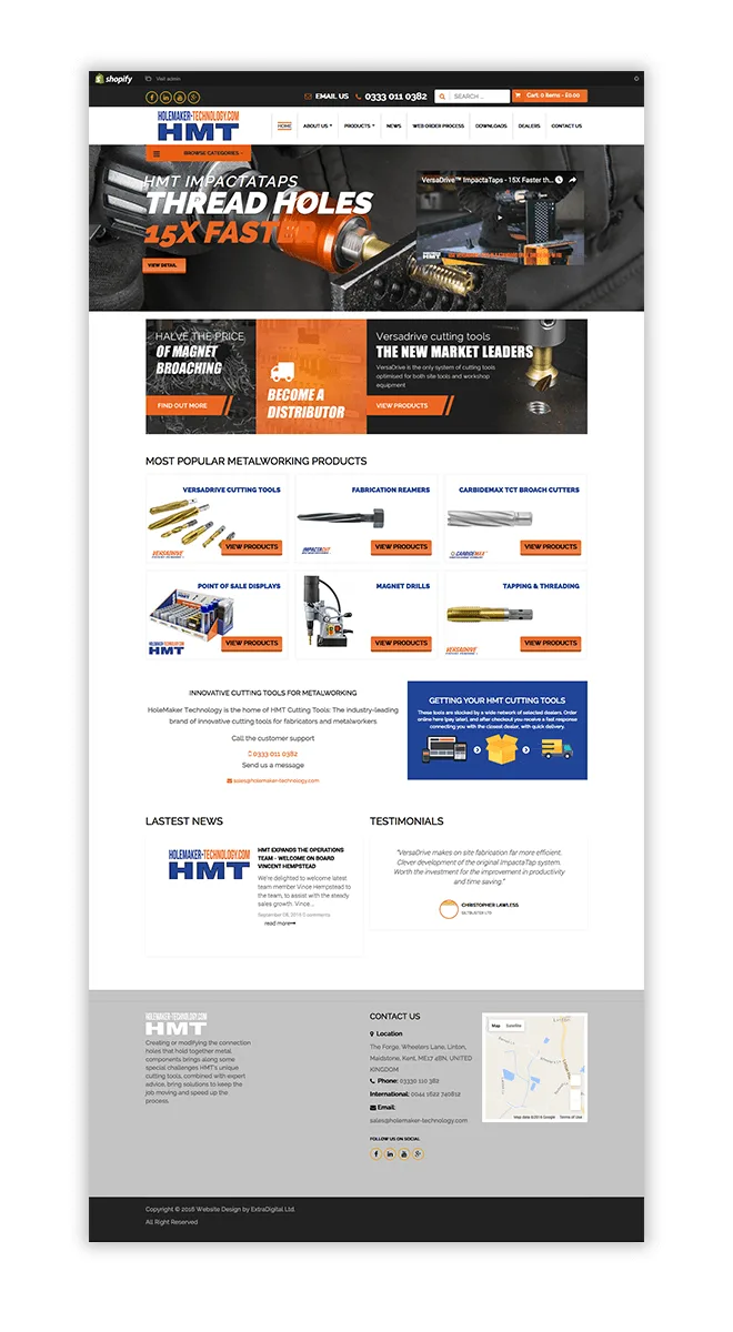 HoleMaker Technology Shopify store, full length