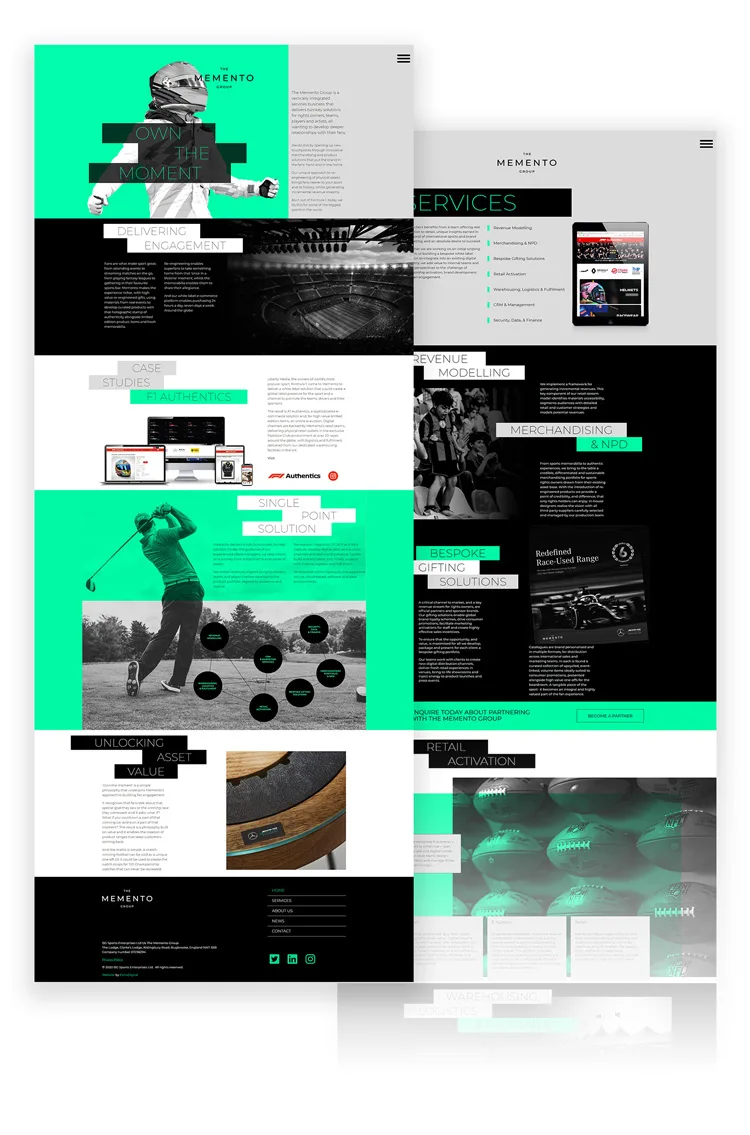 The Memento Group website, full length