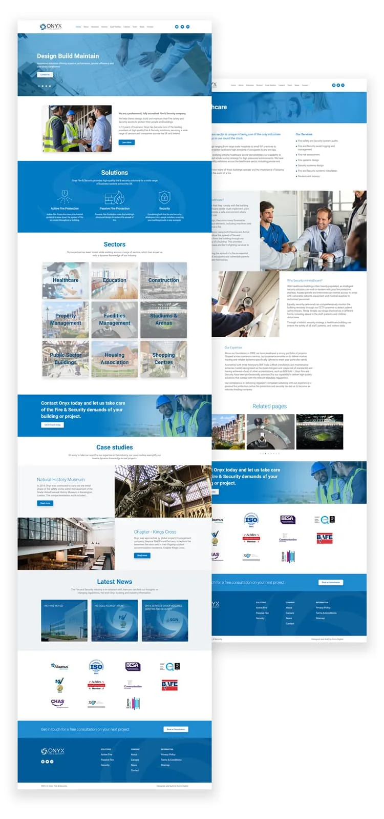 Onyx Fire & Security website, full length
