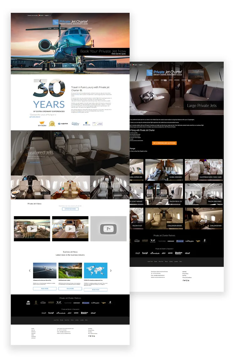 Private Jet Charter in Arabic home page
